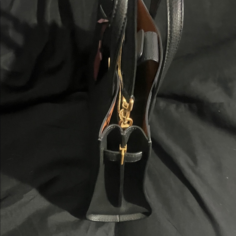 Tory Burch Black Satchel with Burgundy Tag and Gold Hardware - Picture 7 of 11